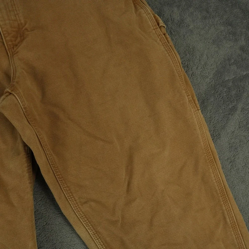Carhartt B111 Carpenter Pants Men 36x32(34x31) Brown Flannel Lined Duck Canvas
